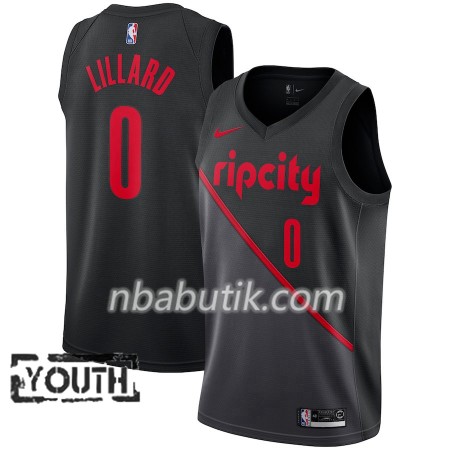 NBA Børn Trøje Portland Trail Blazers Damian Lillard 0 2018-19 Nike City Edition Sort Swingman
